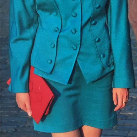 2-piece garment dress skirt suit fully lined size S color teal - Picture 4 of 16
